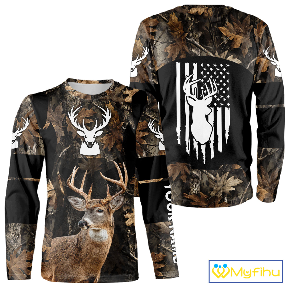 Deer Hunting With Full All Over 3D For Deer Hunters, Personalized US Flag Camouflage NHT362