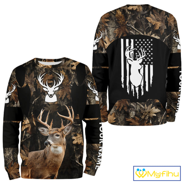 Deer Hunting With Full All Over 3D For Deer Hunters, Personalized US Flag Camouflage NHT362