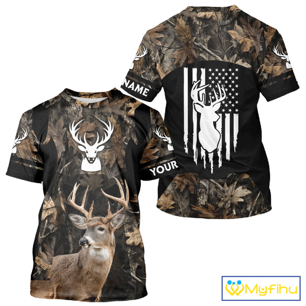 Deer Hunting With Full All Over 3D For Deer Hunters, Personalized US Flag Camouflage NHT362