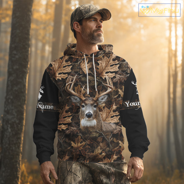 Deer Hunting Hunting Camo Brown Black Customize Name 3D All Over Printed Shirts NHT301