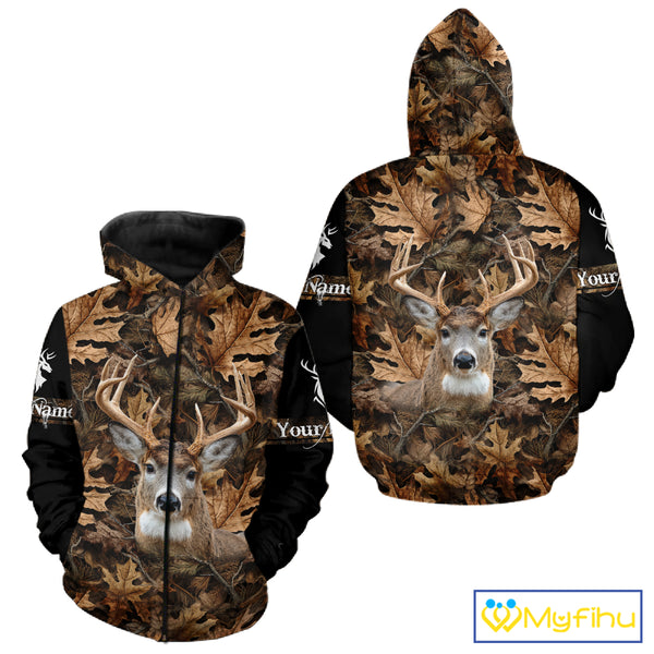 Deer Hunting Hunting Camo Brown Black Customize Name 3D All Over Printed Shirts NHT301