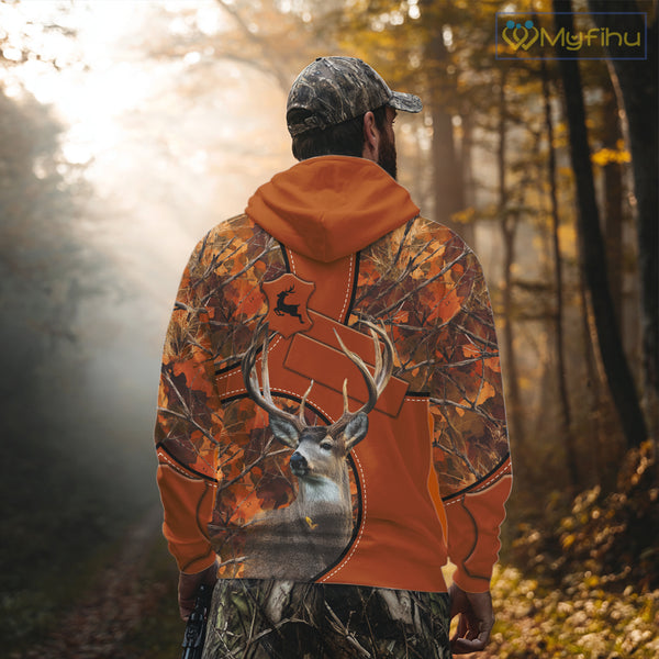 Whitetail Deer Hunting Shirt Orange Camo 3D All Over Print Personalized Gift for Hunters NHT38