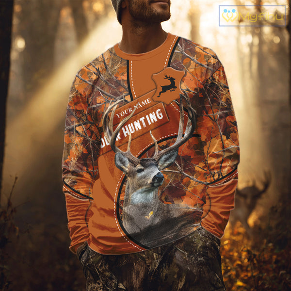 Whitetail Deer Hunting Shirt Orange Camo 3D All Over Print Personalized Gift for Hunters NHT38