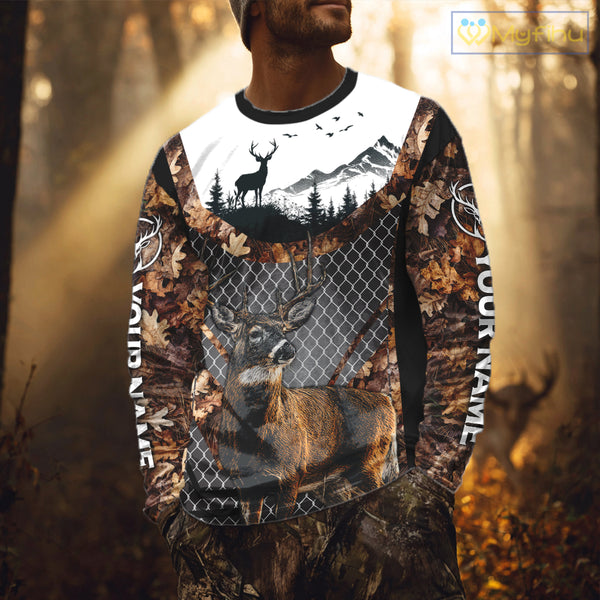 Whitetail Deer Hunting Custom Name Camo Hoodie, Best Deer Hunting Gift For Men NHT368