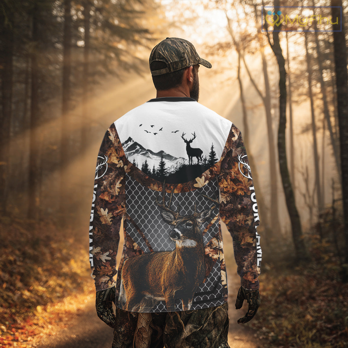Whitetail Deer Hunting Custom Name Camo Hoodie, Best Deer Hunting Gift For Men NHT368
