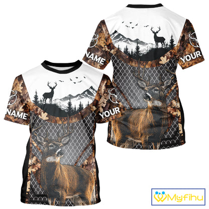 Whitetail Deer Hunting Custom Name Camo Hoodie, Best Deer Hunting Gift For Men NHT368