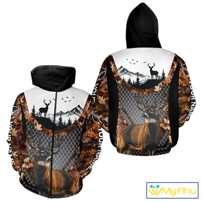 Whitetail Deer Hunting Custom Name Camo Hoodie, Best Deer Hunting Gift For Men NHT368