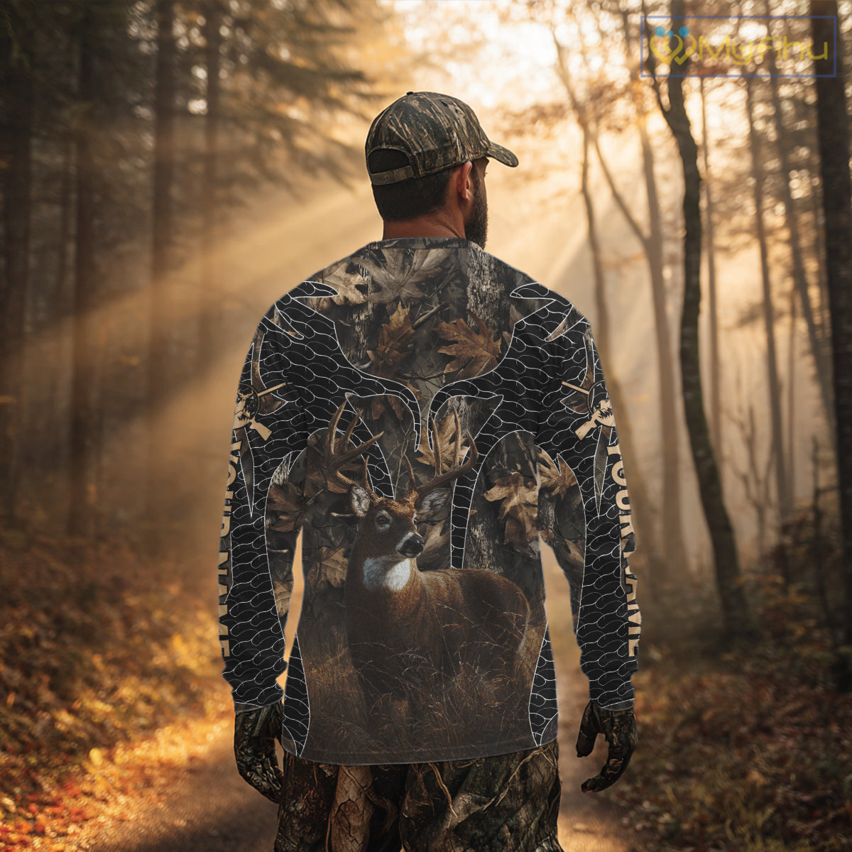 Hunting Camo Hoodie with Majestic Deer Print Outdoor Style, Deer Sweatshirts For Men NHT370