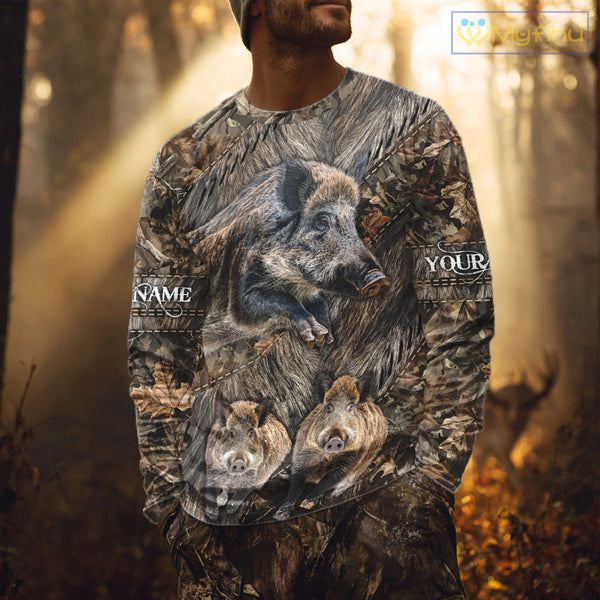 Beautiful Wild Hog Hunting Camouflage 3D All Over Print Shirts Personalized Hunting Gifts NHT147