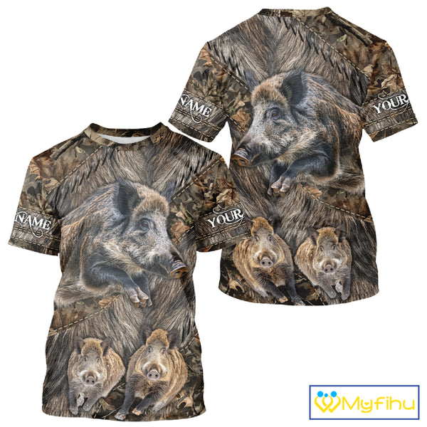 Beautiful Wild Hog Hunting Camouflage 3D All Over Print Shirts Personalized Hunting Gifts NHT147