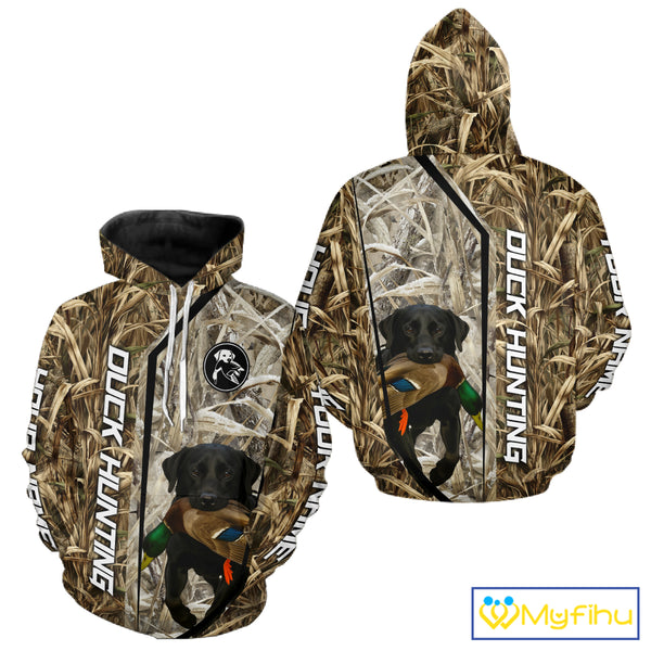 Black Lab Retriever Mallard Duck Hunting Camo Shirt – Perfect Gift for Hunters NHT240