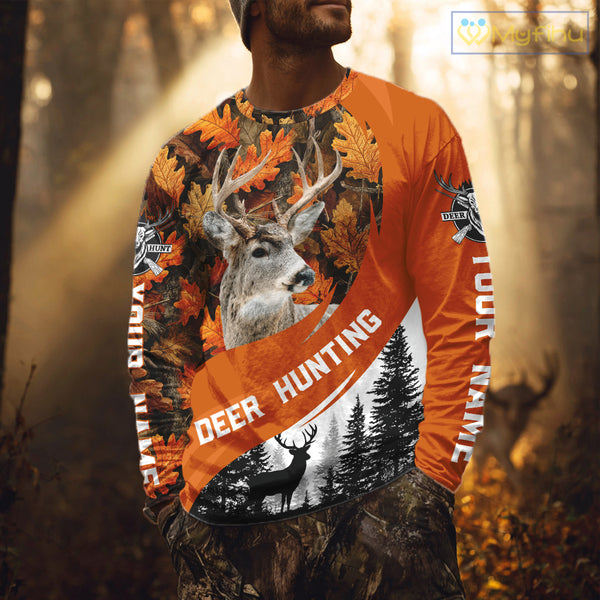 Personalized Deer Hunting Orange Camo Shirts, Season Deer Hunting, Deer Hunting Gift NHT310
