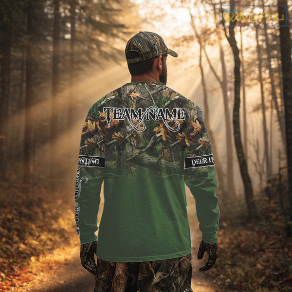 Personalized Green Deer Hunting Camo Full Printing Shirts, Best Hunting Gifts NHT46
