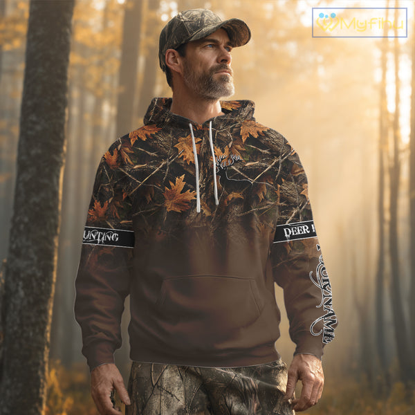 Personalized Brown Deer Hunting Camo Full Printing Shirts, Best Hunting Gifts NHT47