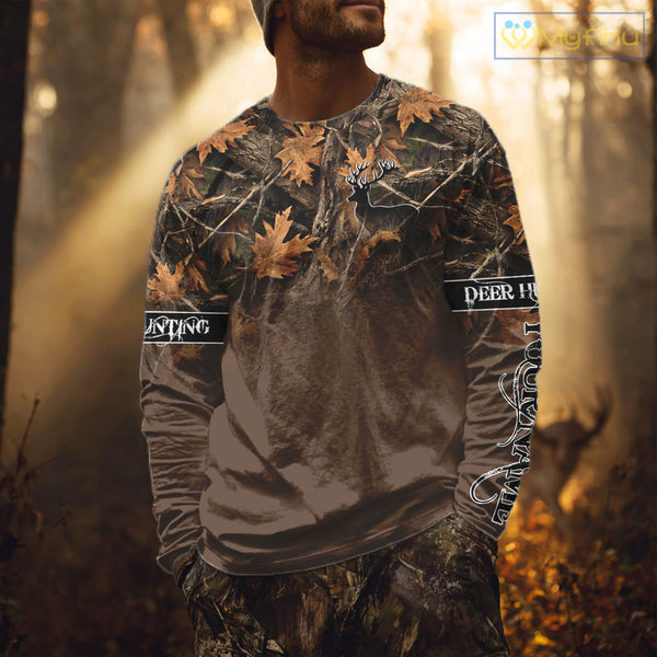 Personalized Brown Deer Hunting Camo Full Printing Shirts, Best Hunting Gifts NHT47