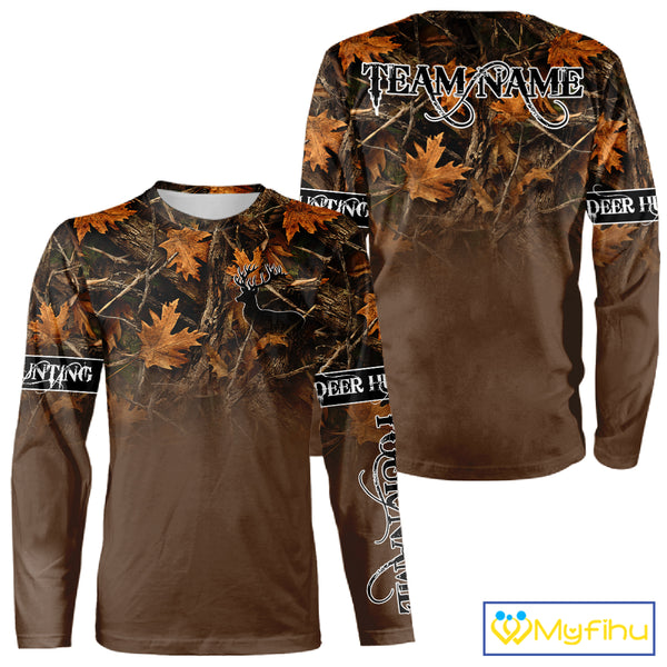 Personalized Brown Deer Hunting Camo Full Printing Shirts, Best Hunting Gifts NHT47