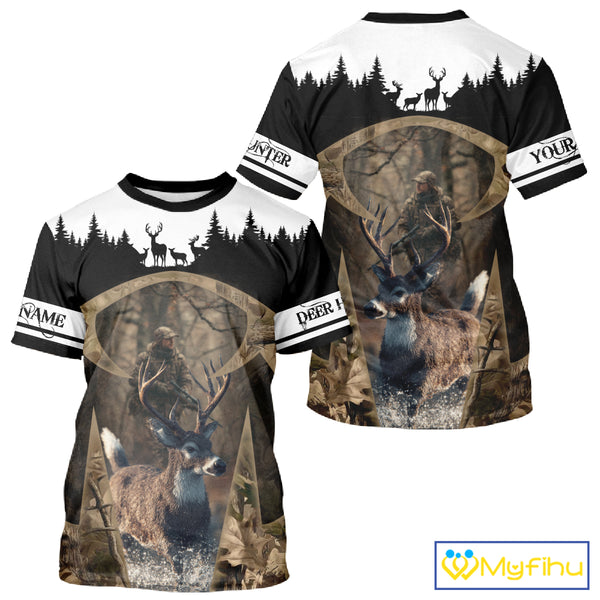 Whitetail Deer Hunting Season Shirt 3D Forest Scene Camo Best Hunting Gift For Hunters NHT48