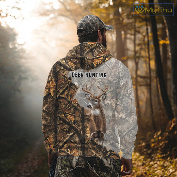 Beautiful Deer Hunting 3D Shirt All-Over Print with Deer Buck, Camouflage For Deer Hunters NHT248