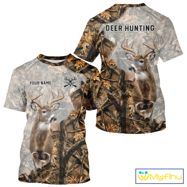 Beautiful Deer Hunting 3D Shirt All-Over Print with Deer Buck, Camouflage For Deer Hunters NHT248