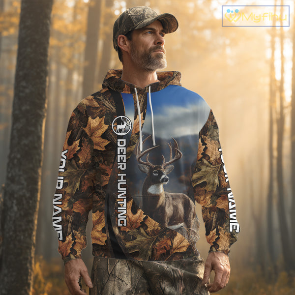 Personalized Deer Hunting Shirt 3D All Over Print with Fall Season Camo Hunting Clothes NHT253