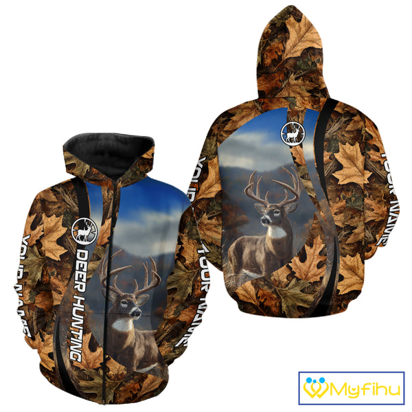 Personalized Deer Hunting Shirt 3D All Over Print with Fall Season Camo Hunting Clothes NHT253