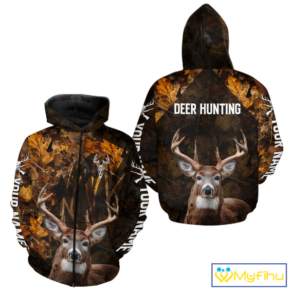 Whitetail Deer Hunting Custom Name Camo Shirt, Personalized Deer Hunting Clothing NHT257