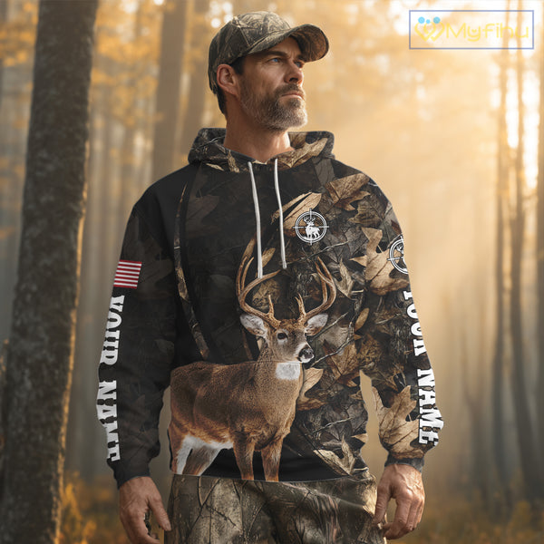Deer Hunting Shirt Brown Camo 3D All Over Print, Hunting Clothes for Deer Season NHT260