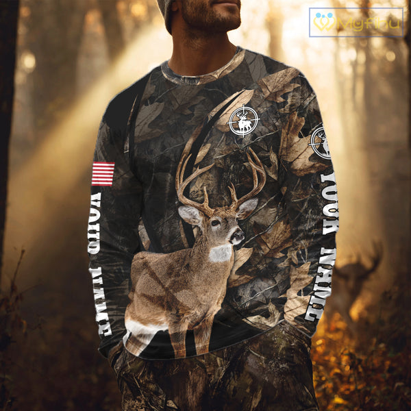 Deer Hunting Shirt Brown Camo 3D All Over Print, Hunting Clothes for Deer Season NHT260