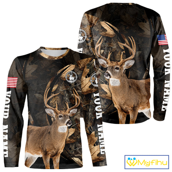 Deer Hunting Shirt Brown Camo 3D All Over Print, Hunting Clothes for Deer Season NHT260