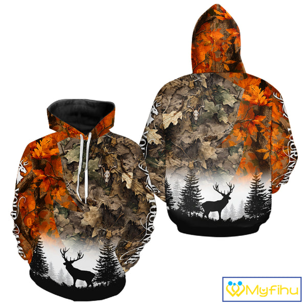 Deer Hunting Orange Camo Forest Custom Name 3D All Over Print Shirts Personalized NHT320