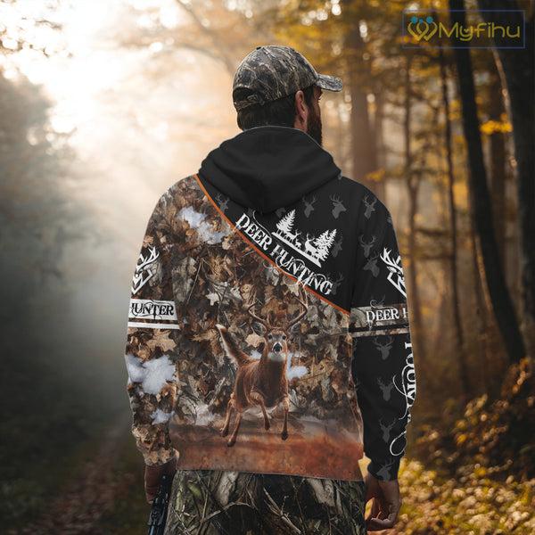 Best Whitetail Deer Hunting Shirt Black Brown Forest Camo 3D All Over Print For Deer Hunters NHT55