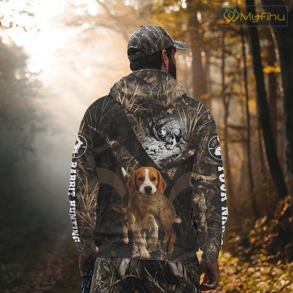Personalized Rabbit Hunting Beagle Dog Camouflage Custom Name 3D Shirts, Rabbit Hunting Gifts NHT326