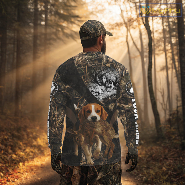 Personalized Rabbit Hunting Beagle Dog Camouflage Custom Name 3D Shirts, Rabbit Hunting Gifts NHT326
