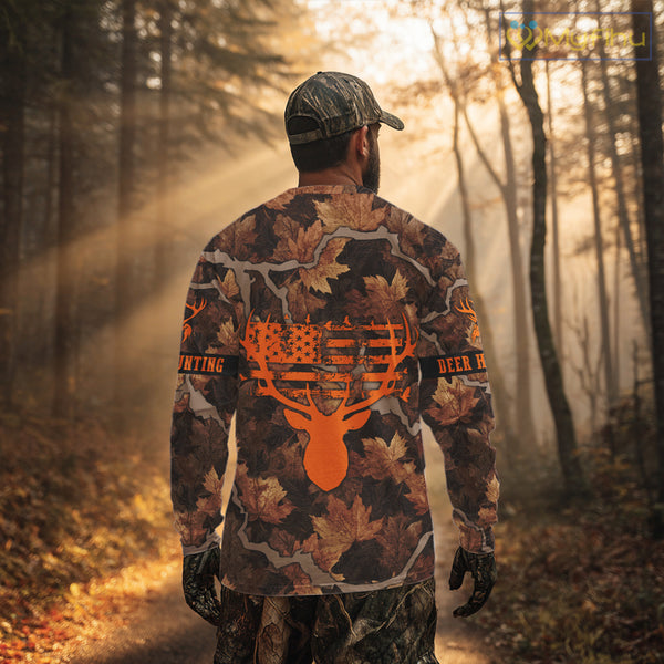 Whitetail Deer Hunting Shirt-Personalized US Flag Camouflage, Best Gifts for Deer Hunters NHT71