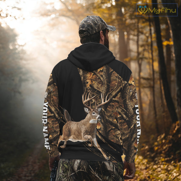 Whitetail Deer Hunting Black Brown Camo 3D All Over Print, Hunting Clothes for Deer Season NHT261