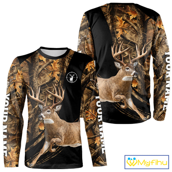 Whitetail Deer Hunting Black Brown Camo 3D All Over Print, Hunting Clothes for Deer Season NHT261