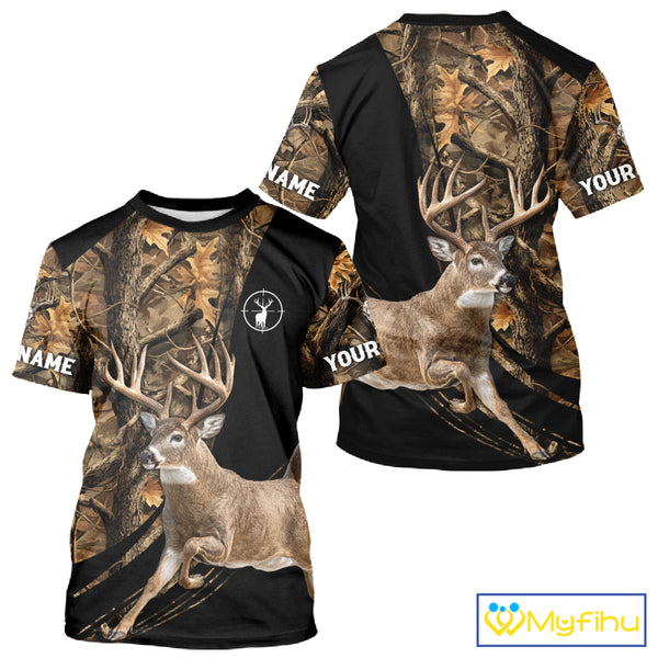 Whitetail Deer Hunting Black Brown Camo 3D All Over Print, Hunting Clothes for Deer Season NHT261