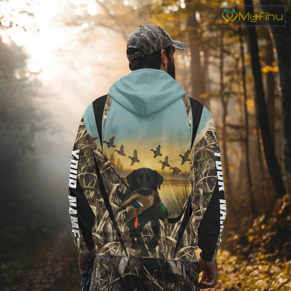 Duck Hunting Black Labrador 3D All Over Printed Camouflage Shirts, Duck Hunting Clothes NHT263