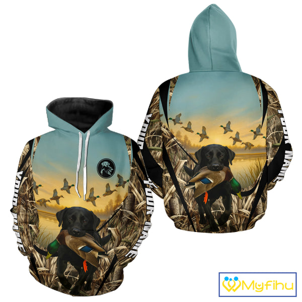 Duck Hunting Black Labrador 3D All Over Printed Camouflage Shirts, Duck Hunting Clothes NHT263