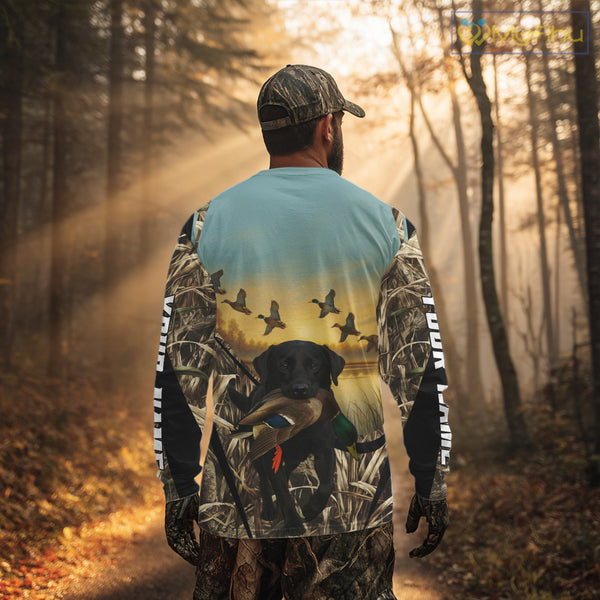 Duck Hunting Black Labrador 3D All Over Printed Camouflage Shirts, Duck Hunting Clothes NHT263