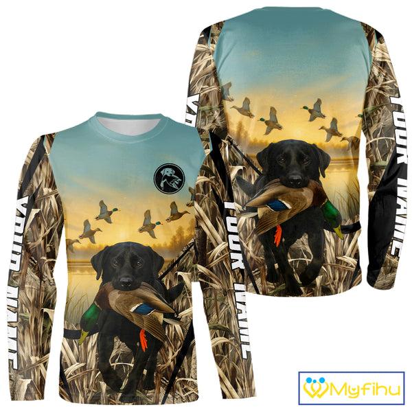 Duck Hunting Black Labrador 3D All Over Printed Camouflage Shirts, Duck Hunting Clothes NHT263