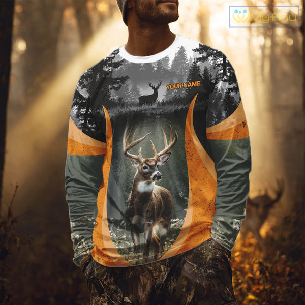 Custom Whitetail Deer Hunting Custom Name Camo Shirt, Deer Hunting Apparel, Hunting Gift NHT265