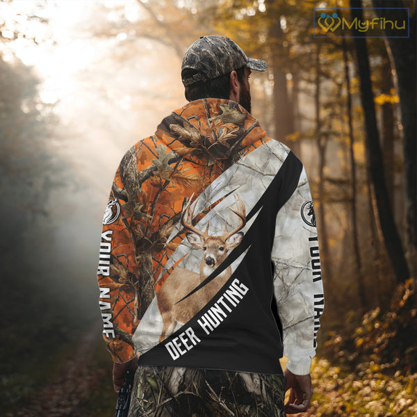 Deer Hunting Orange Camo Winter 3D All Over Printed Shirt, Hunting Clothes for Deer Season NHT268