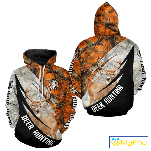 Deer Hunting Orange Camo Winter 3D All Over Printed Shirt, Hunting Clothes for Deer Season NHT268