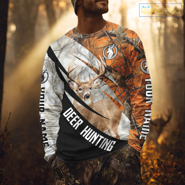 Deer Hunting Orange Camo Winter 3D All Over Printed Shirt, Hunting Clothes for Deer Season NHT268