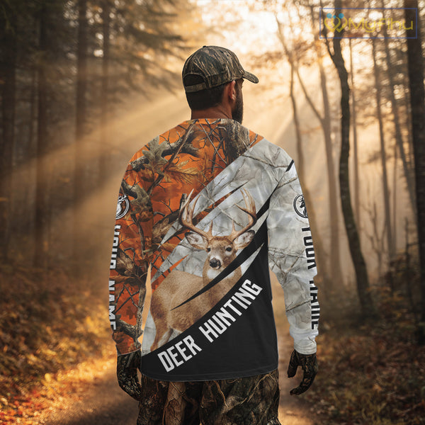 Deer Hunting Orange Camo Winter 3D All Over Printed Shirt, Hunting Clothes for Deer Season NHT268