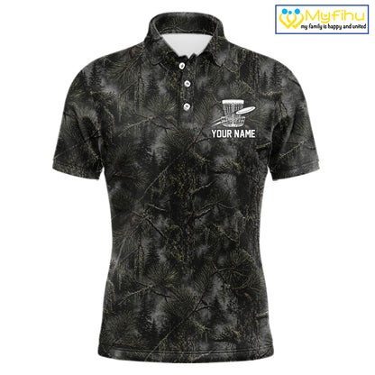Camo Forest Disc Golf Polo Shirt Custom Name – Forest Camouflage Performance Polo Shirt NHT835