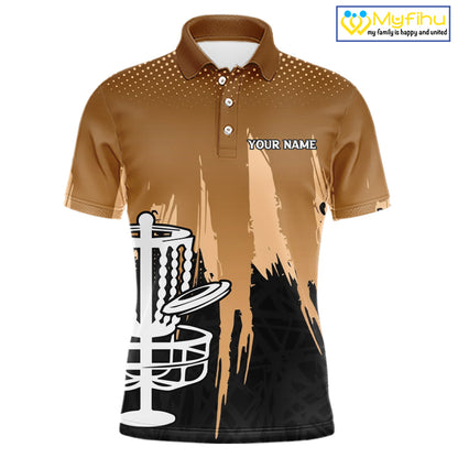 Mens Disc Golf Polo Shirts Custom Brown Gradient Grunge, Team Disc Golf Apparel Shirt NHT836