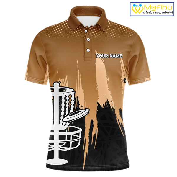 Mens Disc Golf Polo Shirts Custom Brown Gradient Grunge, Team Disc Golf Apparel Shirt NHT836