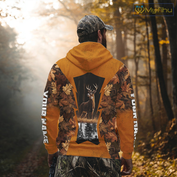 Whitetail Deer Hunting Orange Camo Autumn - Personalized All Over Print Deer Hunting Clothes NHT179
